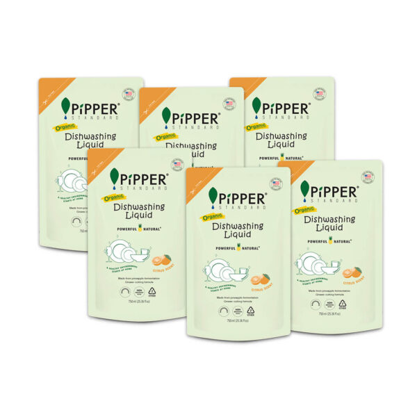 ผลิตภัณฑ์ล้างจานจากธรรมชาติ กลิ่นซิตรัส 750 มล. x 6 ถุง
